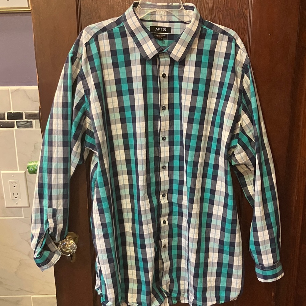 Apt. 9 MENS PLAID BUTTON DOWN DRESS SHIRT SLIM FIT 20